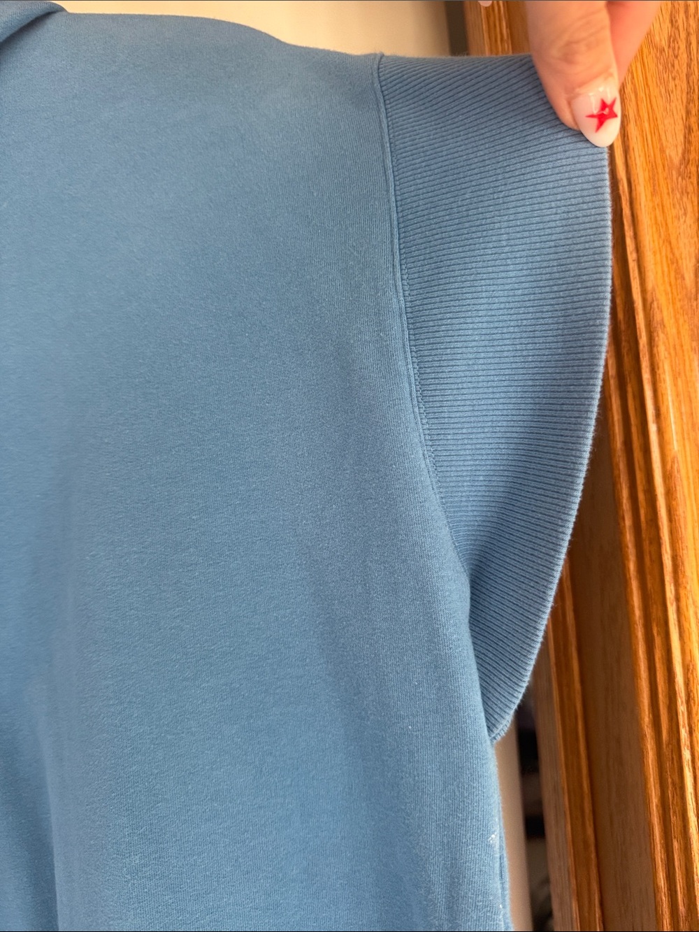 Fifteen Twenty Blue Hooded Short-Sleeve Mini Dress with White Drawstrings - Picture 4 of 5